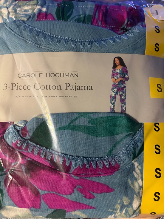 Midnight by Carole Hochman Other - Midnight by Carole Hochman Blue Floral 3-Piece Cotton Pajama Set Sz Small NWT